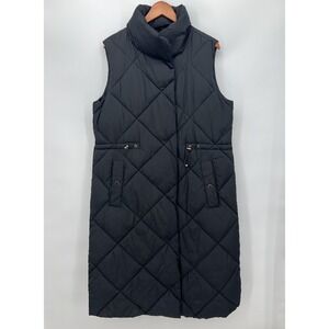 Saint & Sinner Extra Long Puffer Vest Gilet Women's Size Large  Black